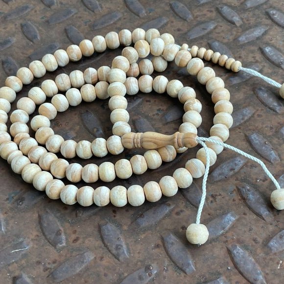Handmade Tasbeeh Prayer Beads Tan Real Wood Beads Muslim Tasbeh Islamic - Picture 1 of 9